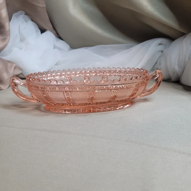 Vintage Depression Imperial Beaded Block Pattern Pink Pickle image indicator(9)