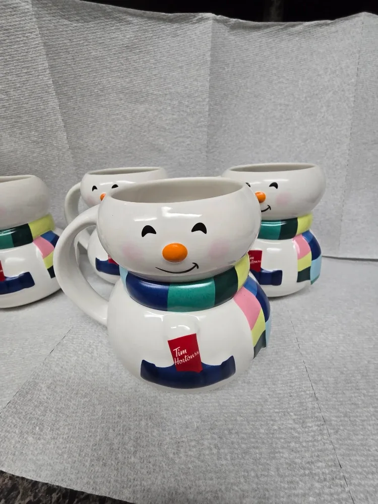 Tim Hortons Snowman Mugs - set of 4 for Christmas gift