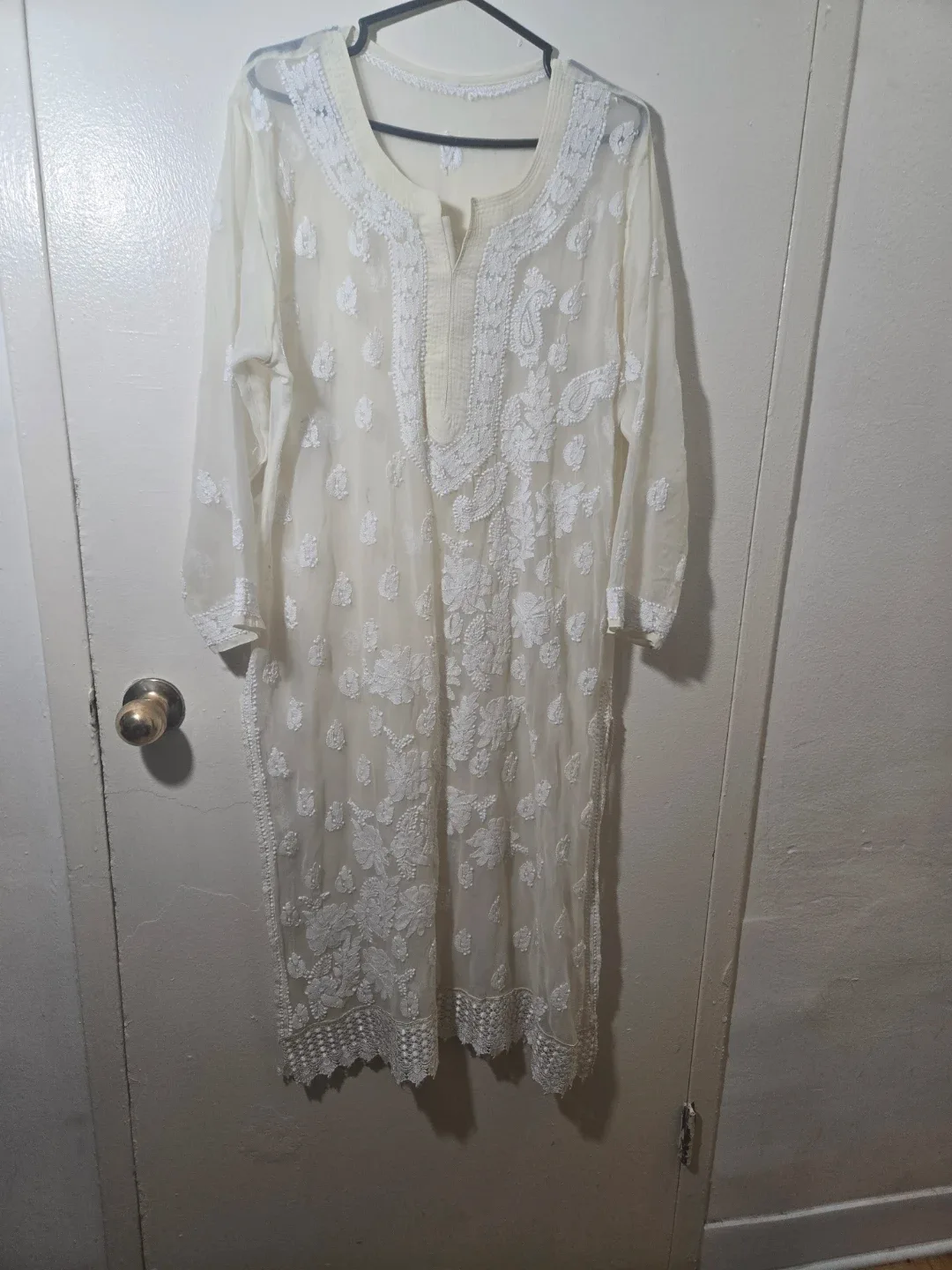 White Embroidered Kurti Dress thumbnail