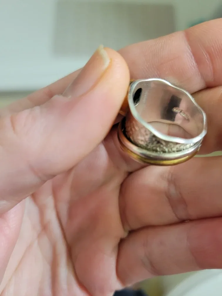 Handcrafted Silver & Gold Ring with Teal Stone image indicator(2)