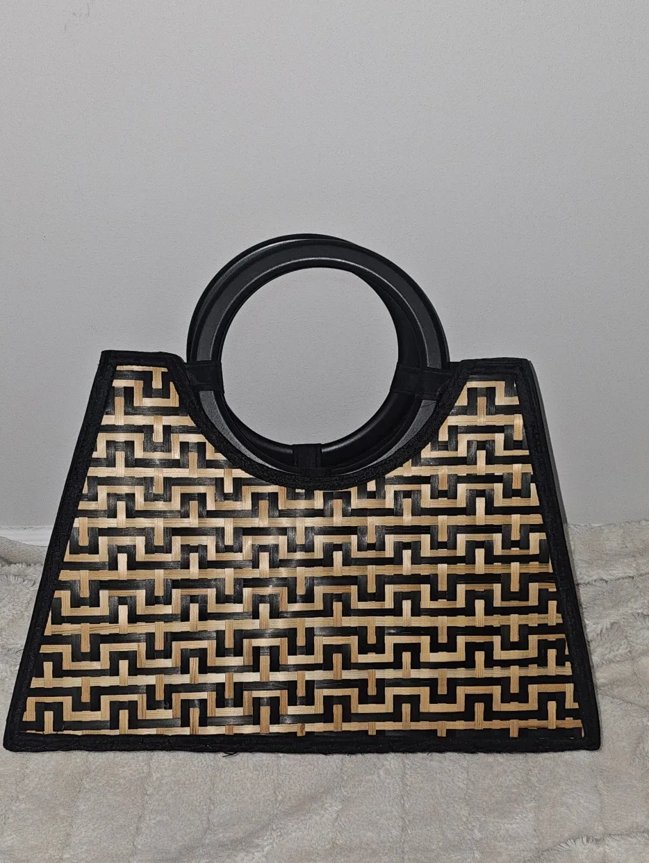 Woven Handbag with Round Handles