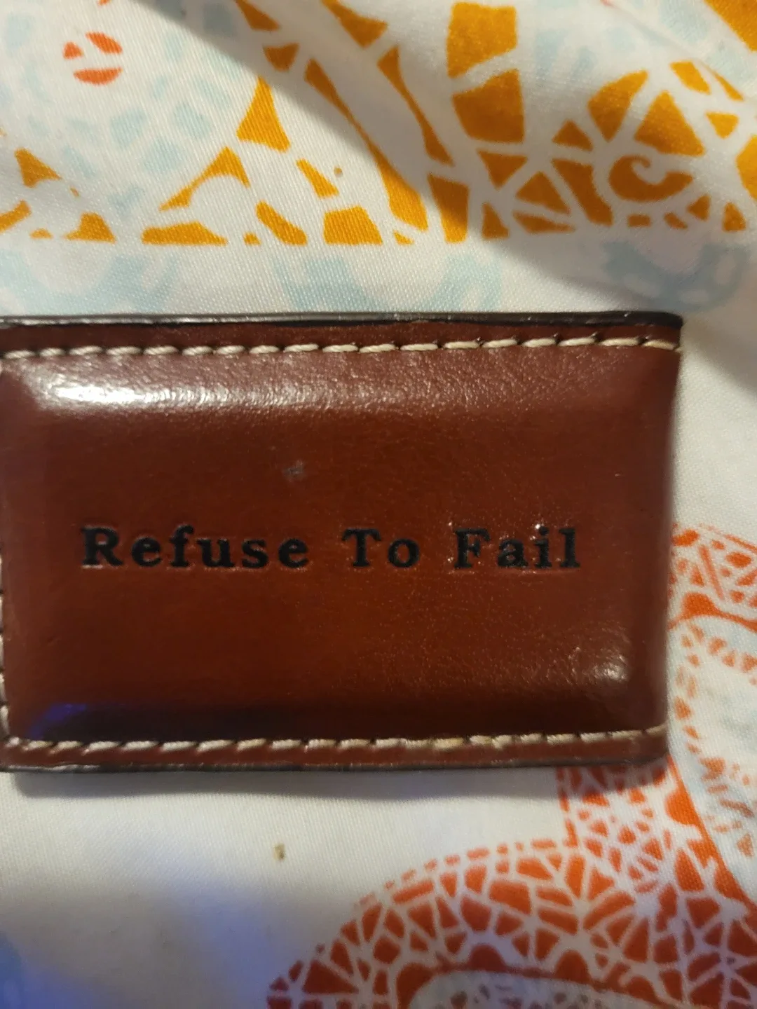 Refuse To Fail brown leather card holder image indicator(2)