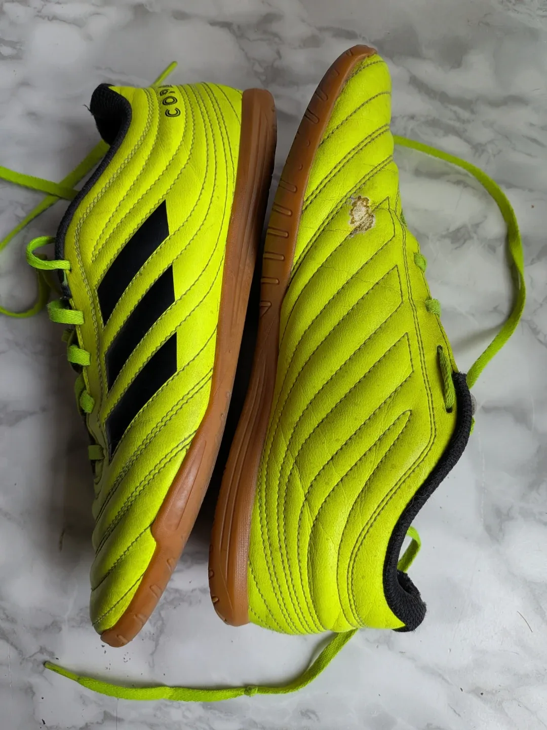 Adidas Men's size 7.5 Copa Yellow Soccer Shoes - wear on side image indicator(3)