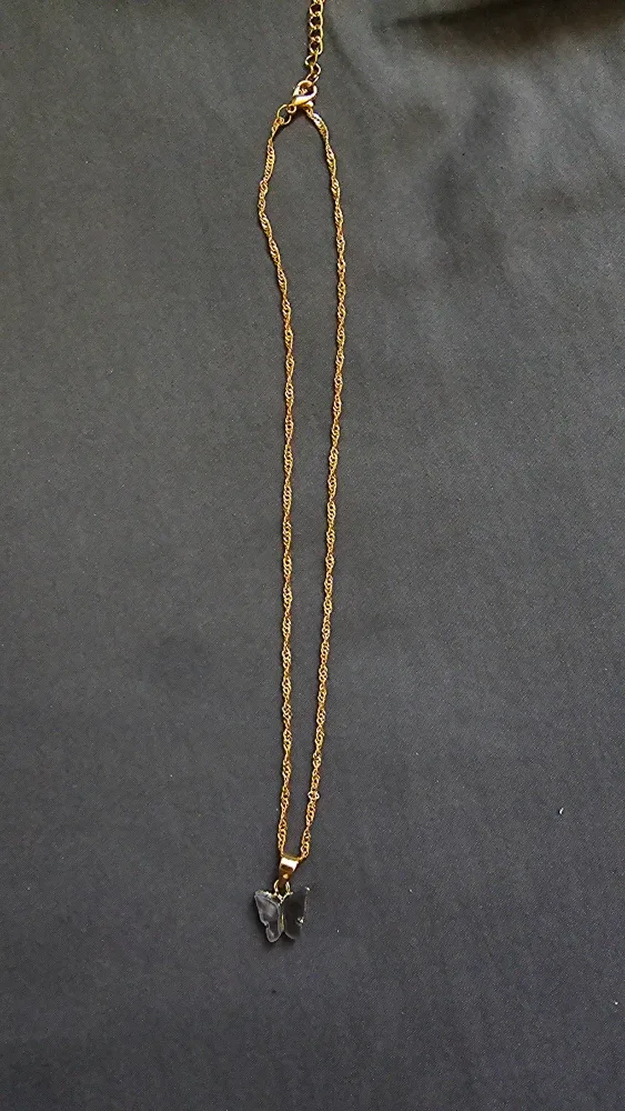 Butterfly Pendant Necklace - Gold Tone