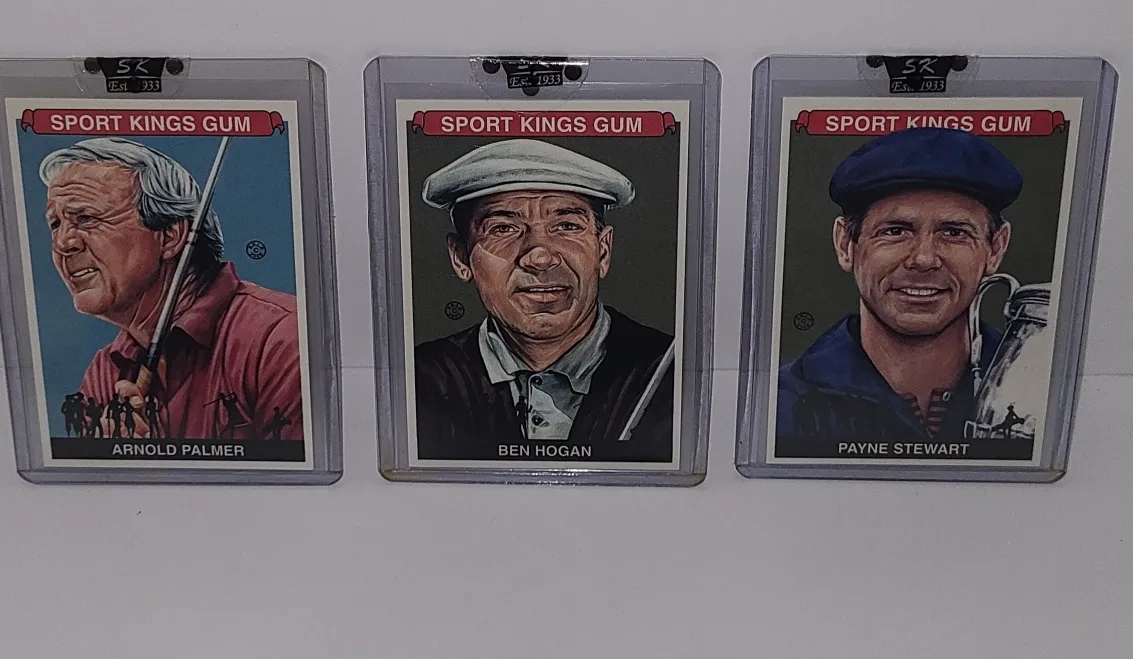 Sportkings Gum Golf Cards - Palmer, Hogan, Stewart