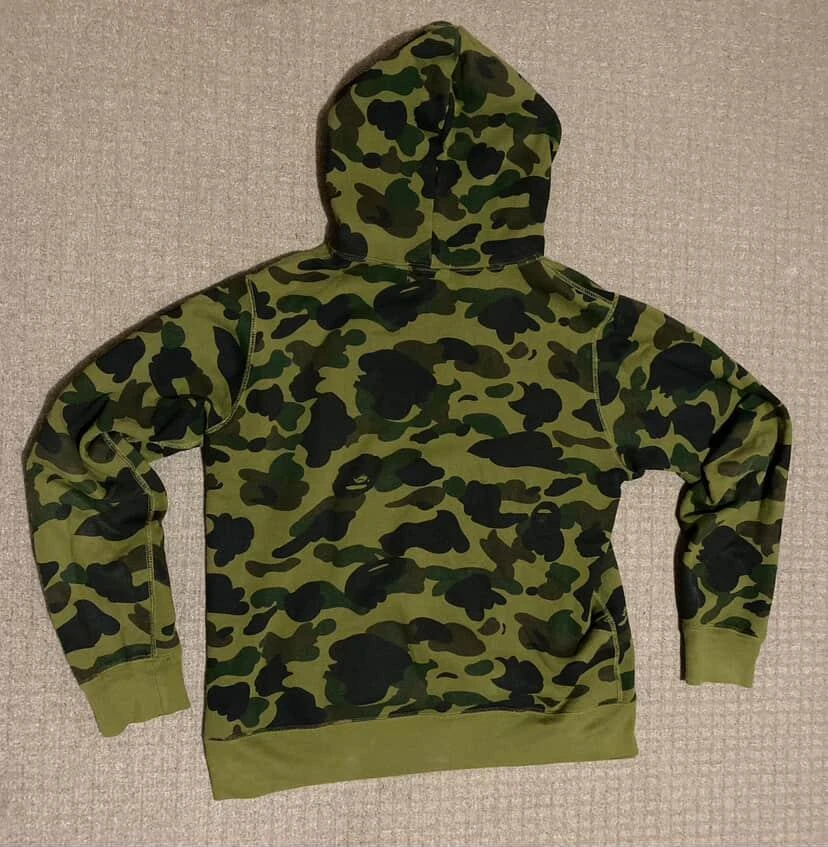BAPE 1st Camo College Pullover Hoodie 'Green' - Size L - photo 4