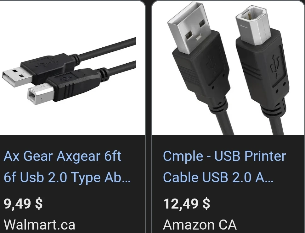 USB-A to USB-B Cable - Printer connector cable