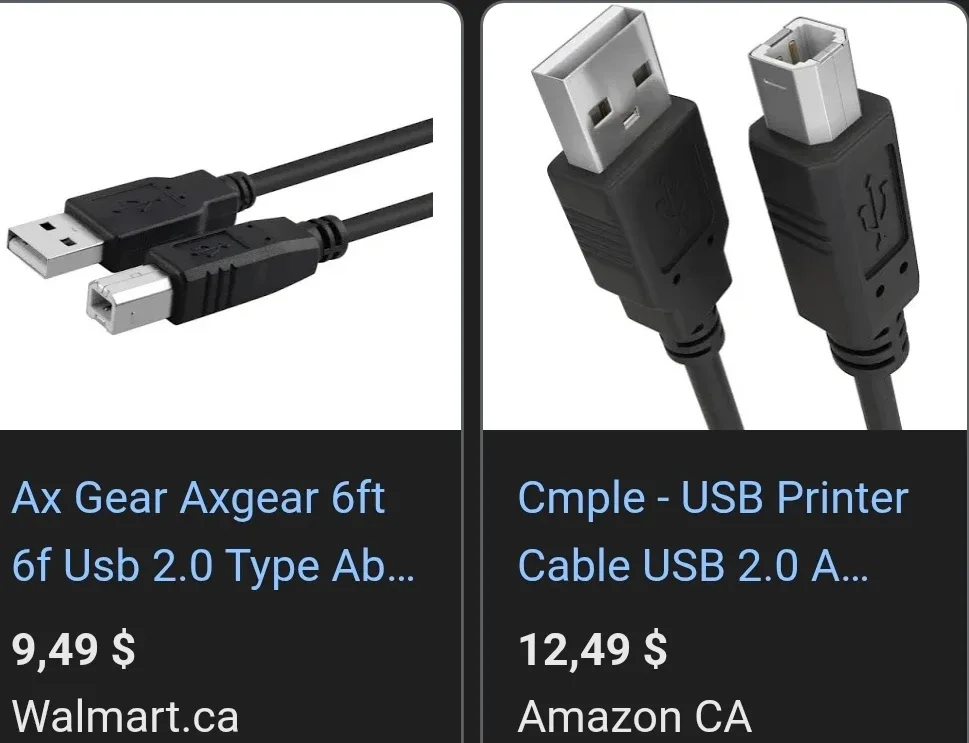 USB-A to USB-B Cable - Printer connector cable thumbnail