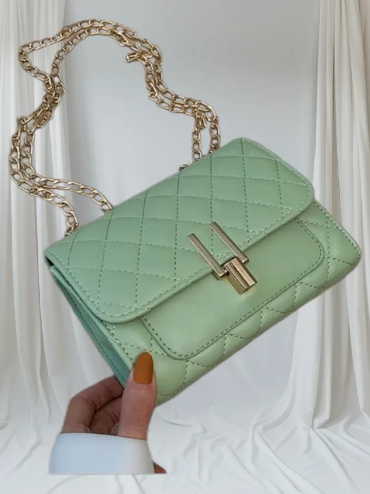Mint Green Quilted Chain Bag