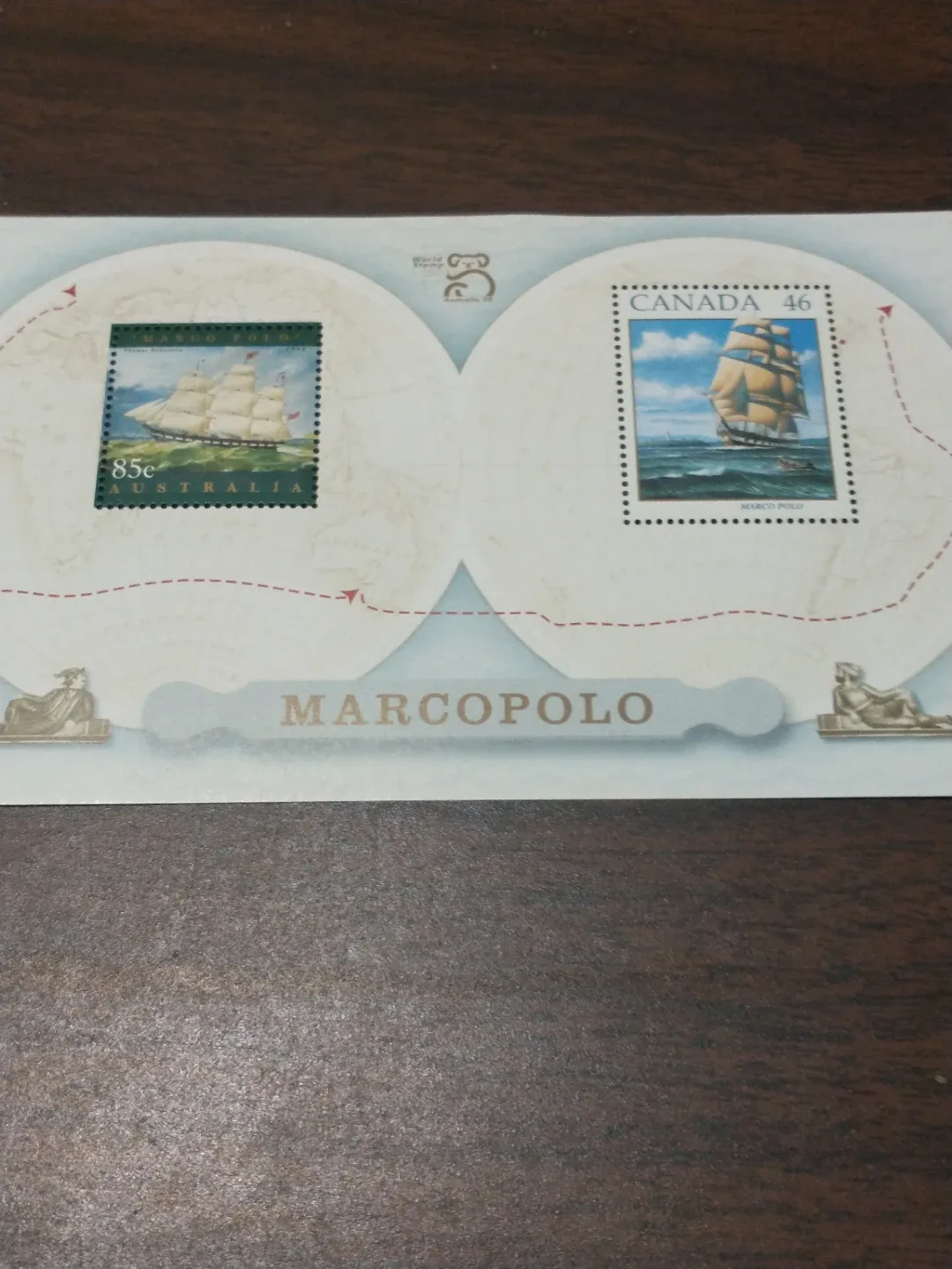 SOLD 1999 MNH Marco Polo Canada & Australia souvenir sheet image indicator(2)