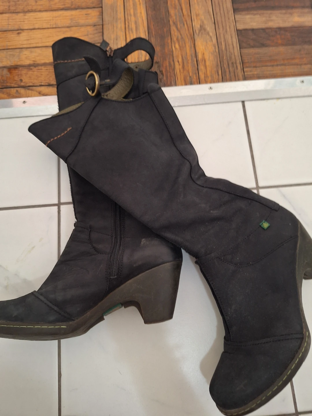 Fly London Black Leather Knee High Boots