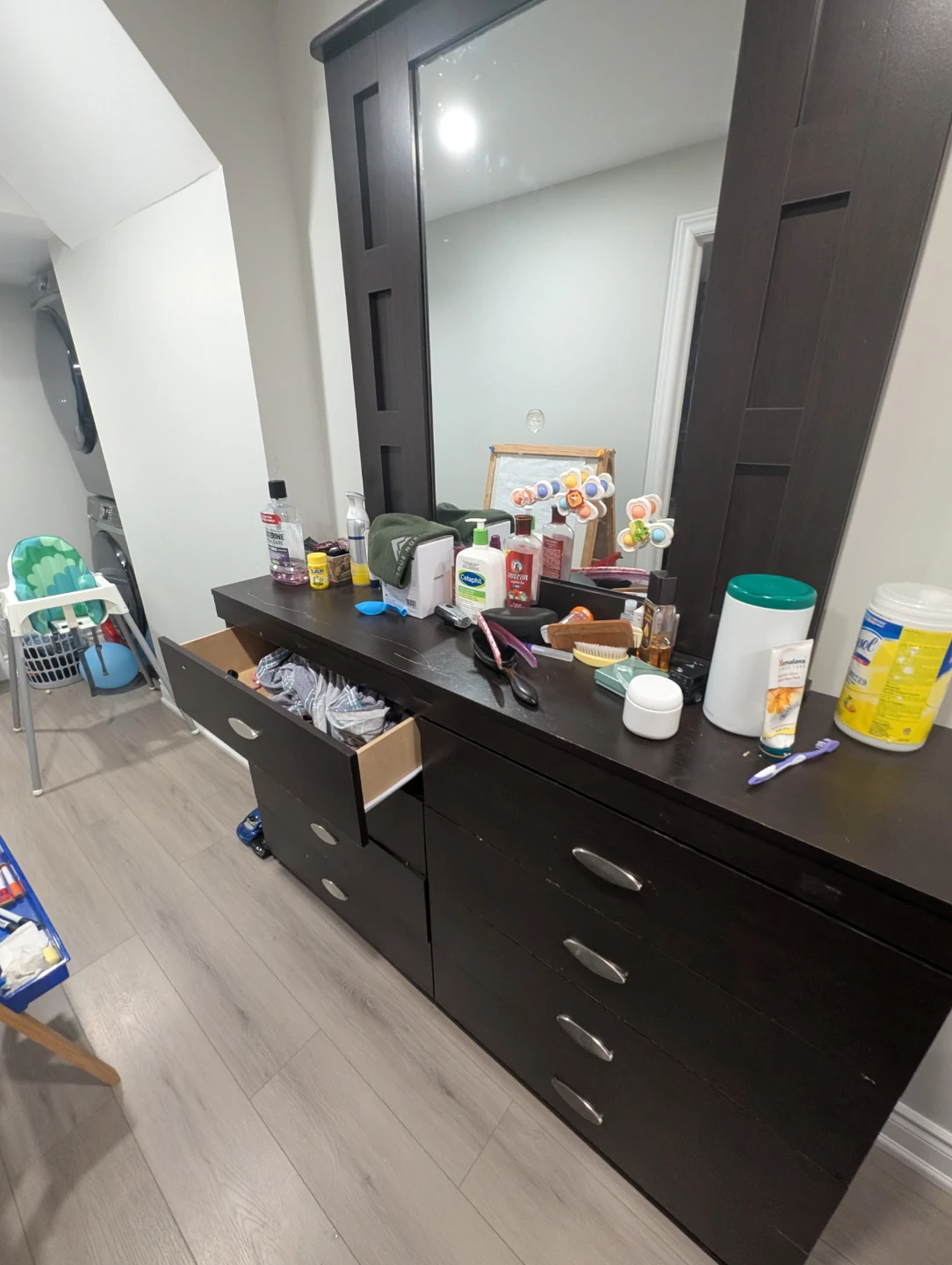 Dark Brown Dresser with Mirror