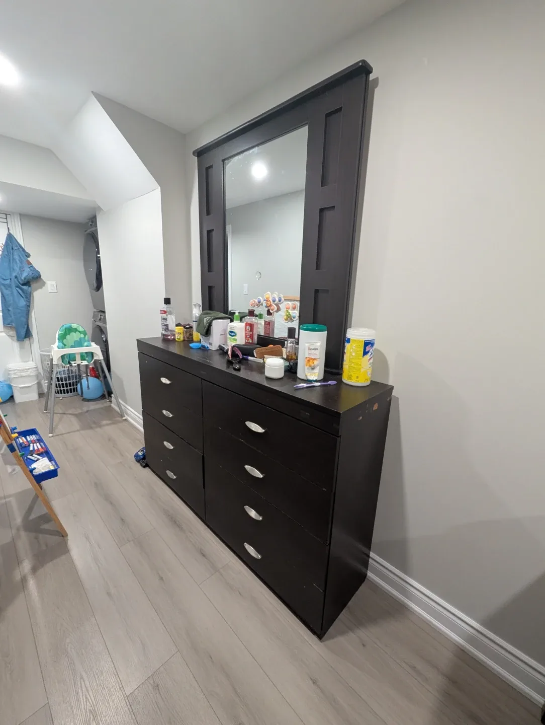 Dark Brown Dresser with Mirror image indicator(3)