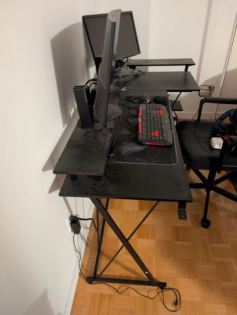 Black L-Shaped Gaming Desk