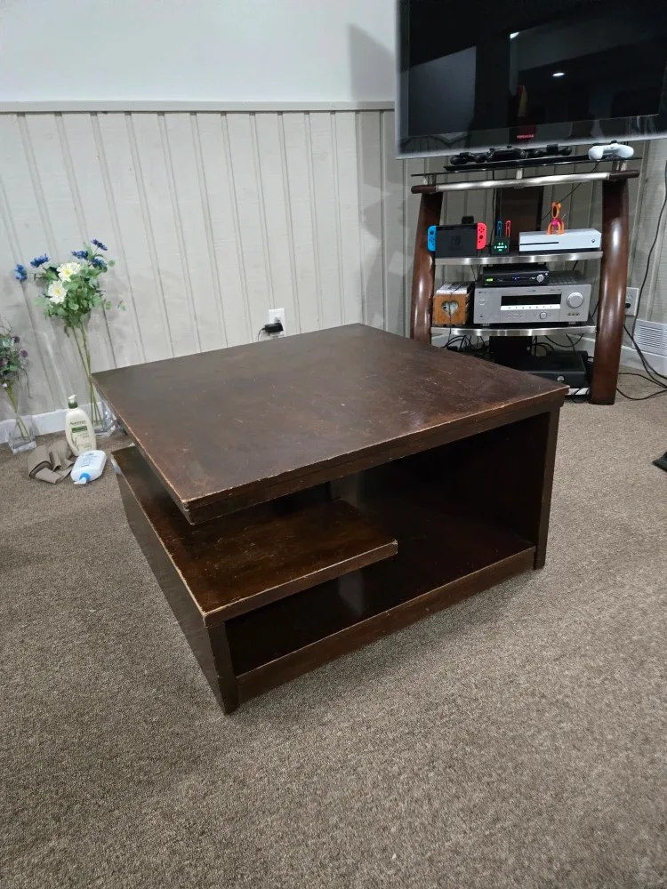 Brown Wooden Coffee Table with Side Table image indicator(2)
