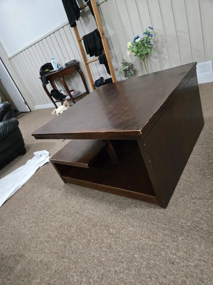 Brown Wooden Coffee Table with Side Table image indicator(3)