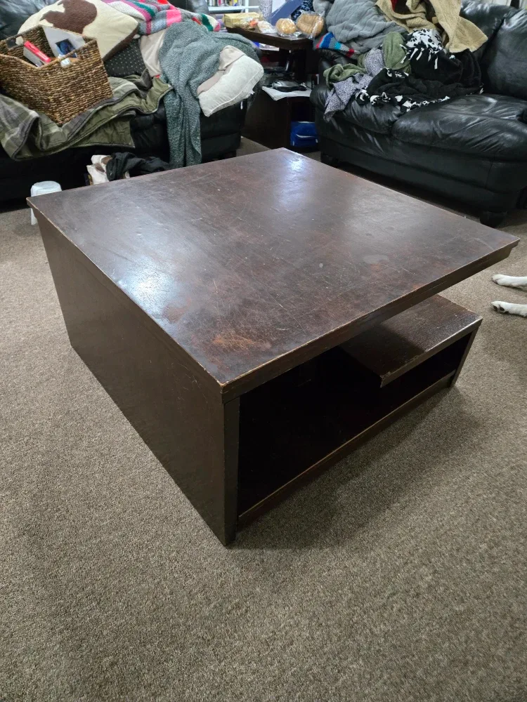 Brown Wooden Coffee Table with Side Table image indicator(4)