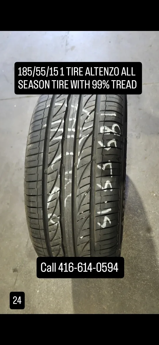 185/55/15 Altenzo All Season Tire - 99% Tread