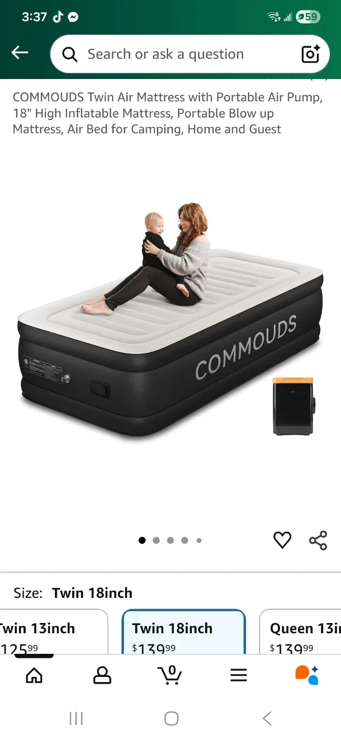 COMMOUDS Twin Air Mattress with Portable Air Pump