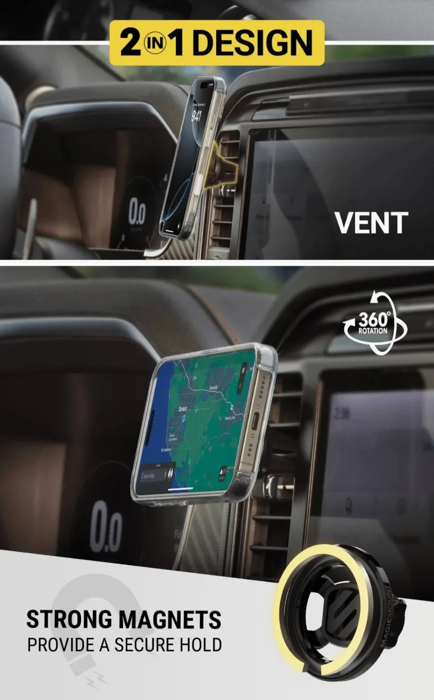 New Dual USB Car Charger & Phone Holder image indicator(6)