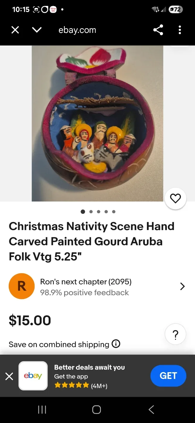 Hand Carved Gourd Folk Art Nativity Scene image indicator(5)