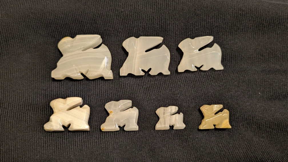 Set of 7 Onyx Stone Rabbit Figurines