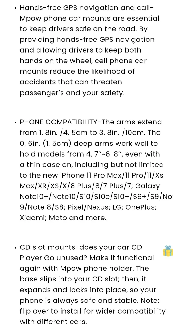 NEW!  Mpow 051BB CD Slot Car Phone Mount - Black image indicator(9)