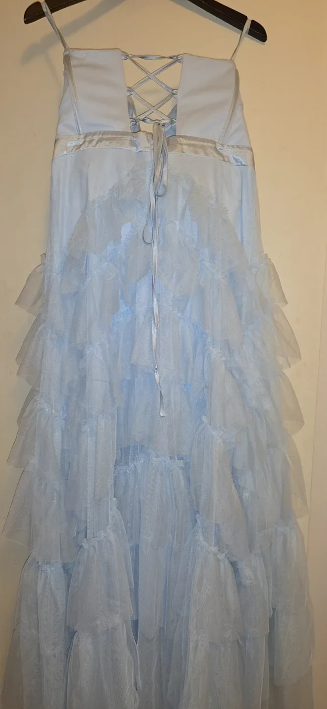 Le Chateau--Light Blue Ruffled Corset Dress