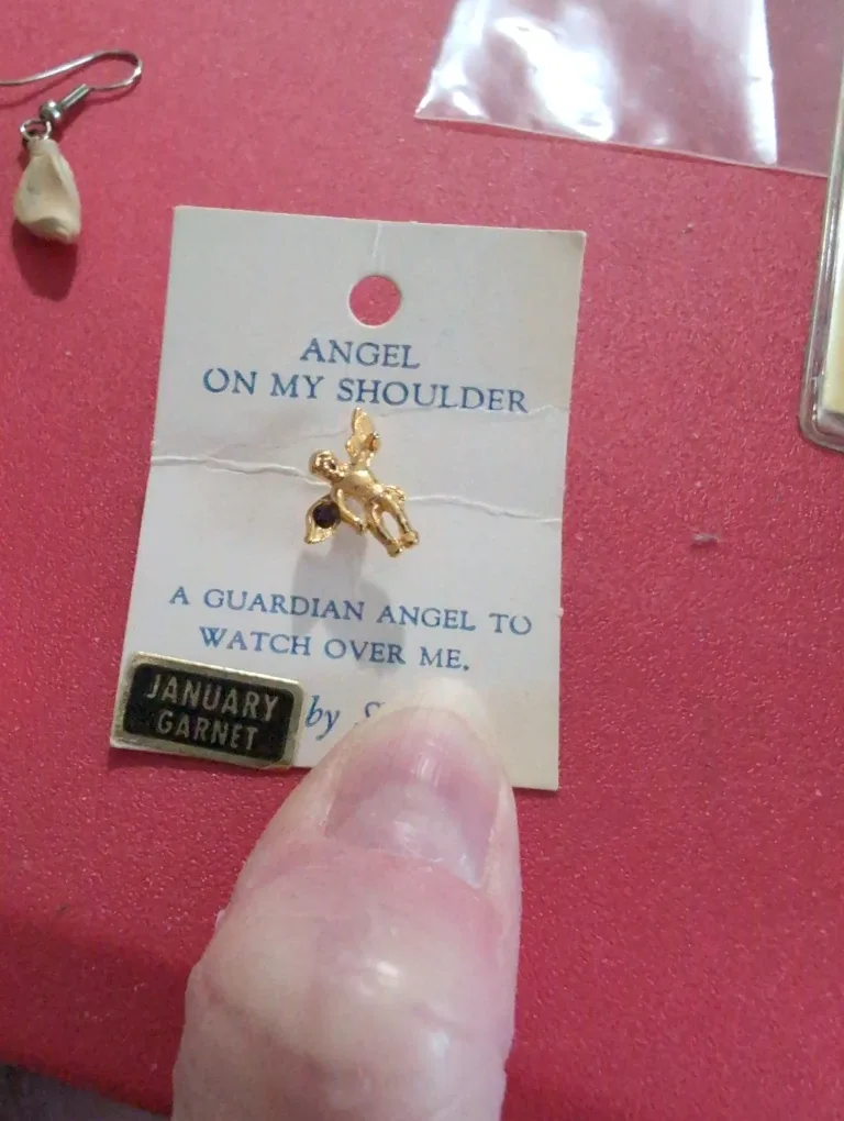 Vintage Angel on My Shoulder January Garnet Pin
