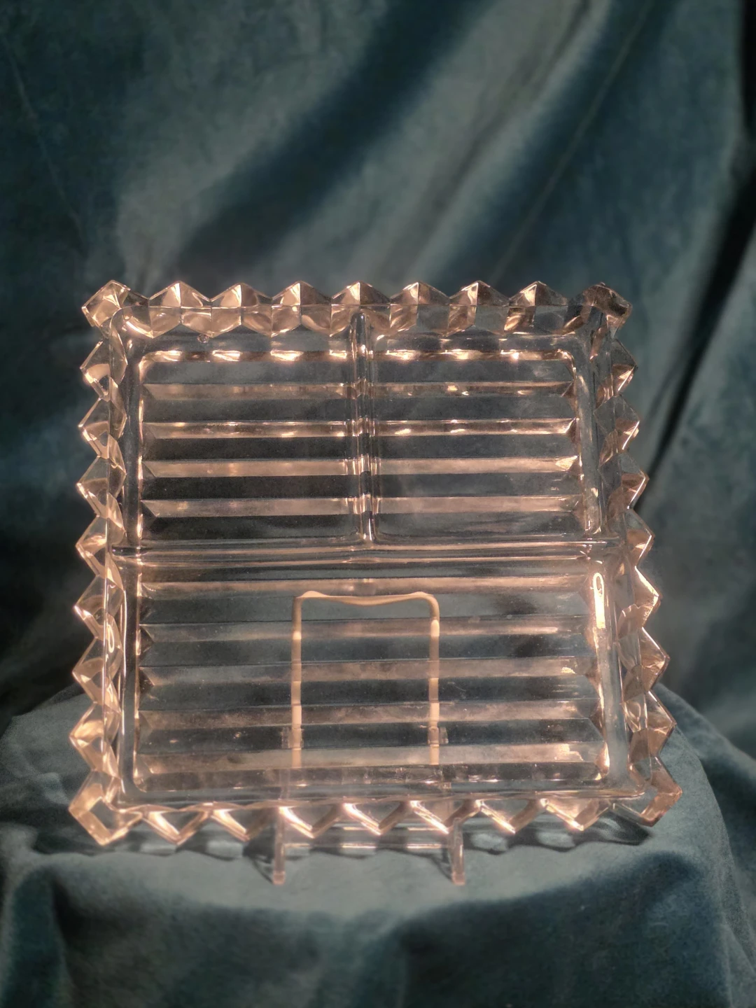 Vintage Clear Glass Divided Serving Dish