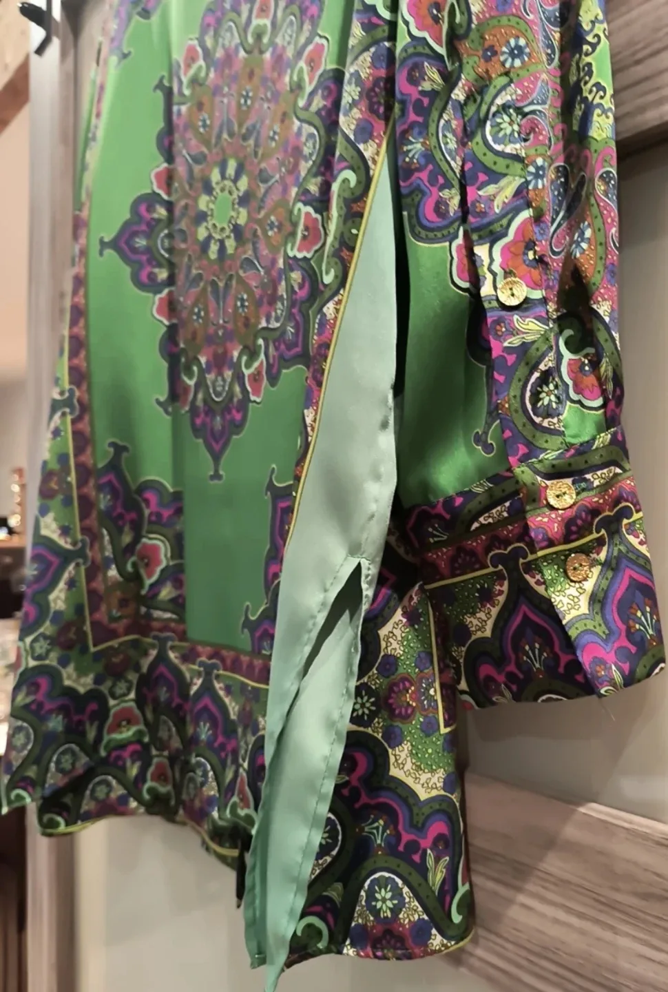 Green Patterned Button-Up Shirt Zara M image indicator(5)