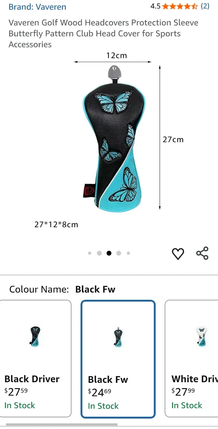Vaveren Golf Wood Headcover - Butterfly Pattern thumbnail