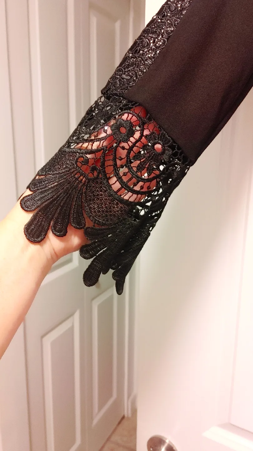 Dennis by Dennis Basso Black Lace Sleeve Top size Medium image indicator(2)