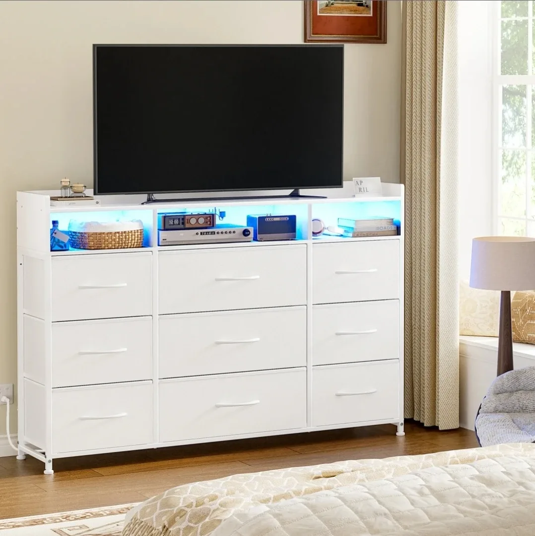 White Storage Dresser with 9 Drawers image indicator(2)