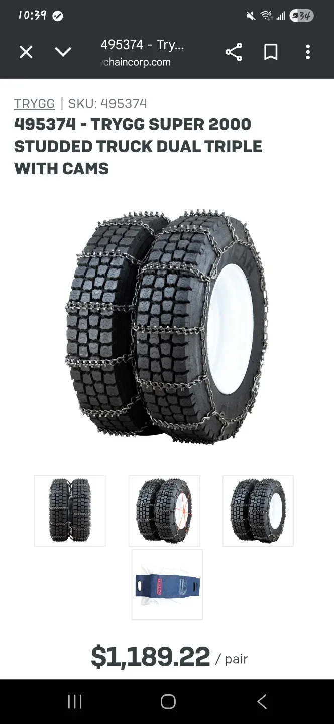 TRYGG 495374 Super 2000 Studded Truck Dual Triple Chains 11x22.5 image indicator(4)