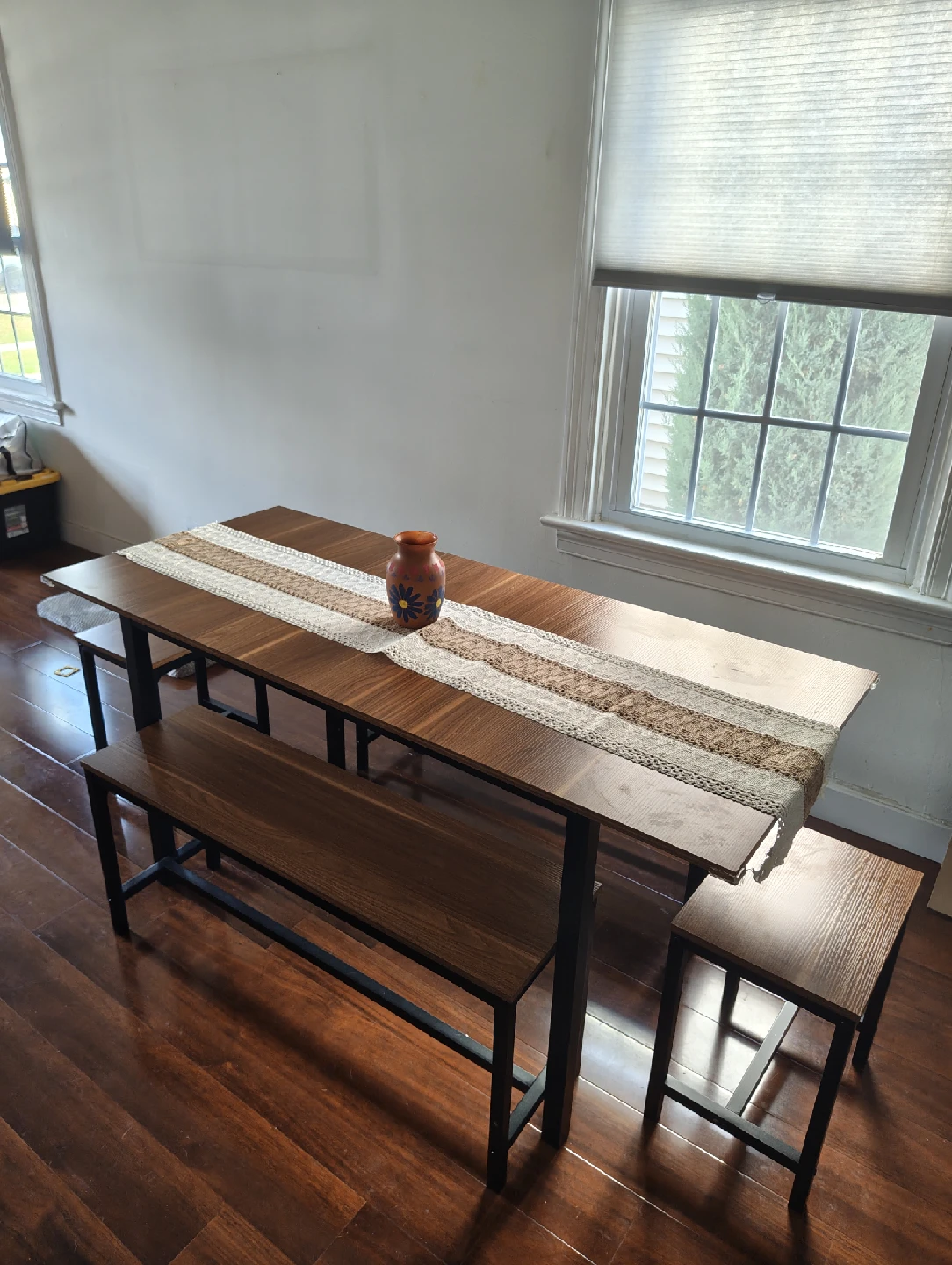 Dining Table Set: Table, 2 Benches, 2 Stools - photo 2