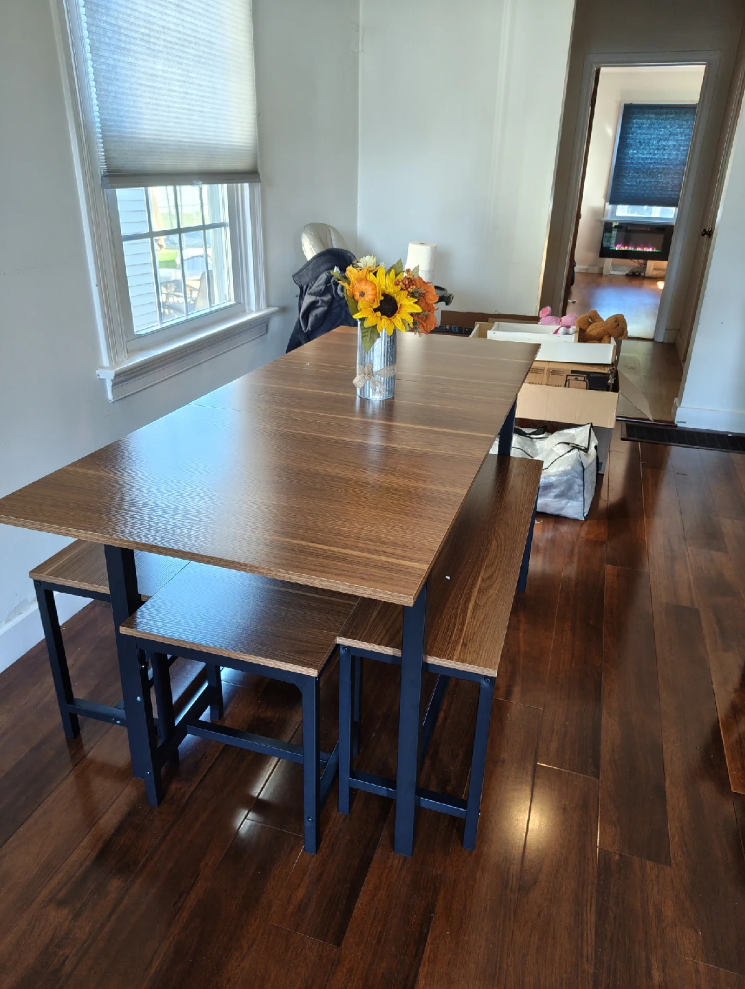 Dining Table Set: Table, 2 Benches, 2 Stools - photo 4