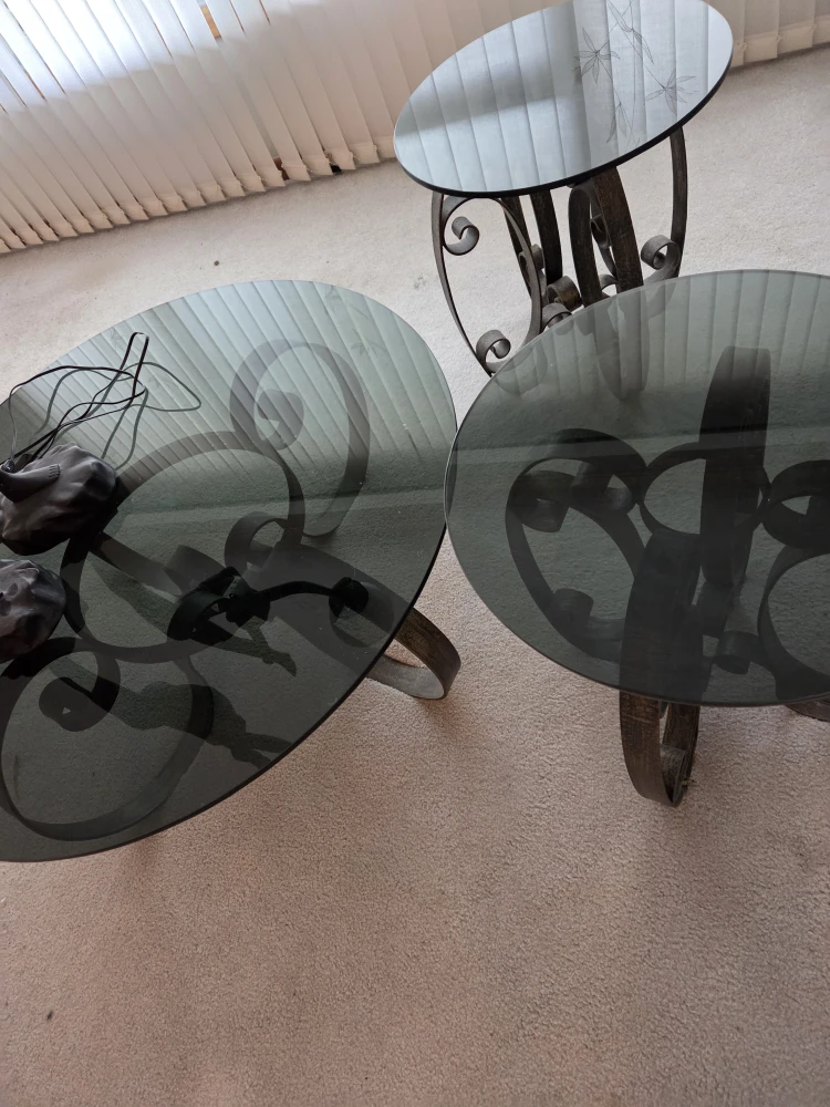 Glass Top Nesting Tables - Set of 3