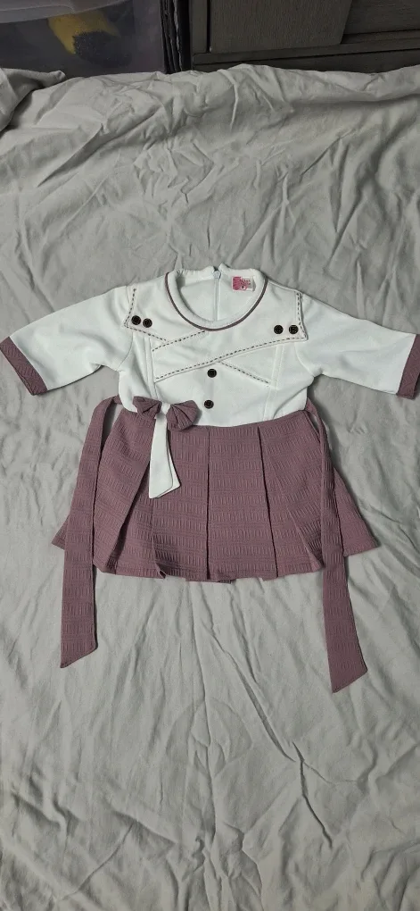 Kids White & Pink Dress - Size 2