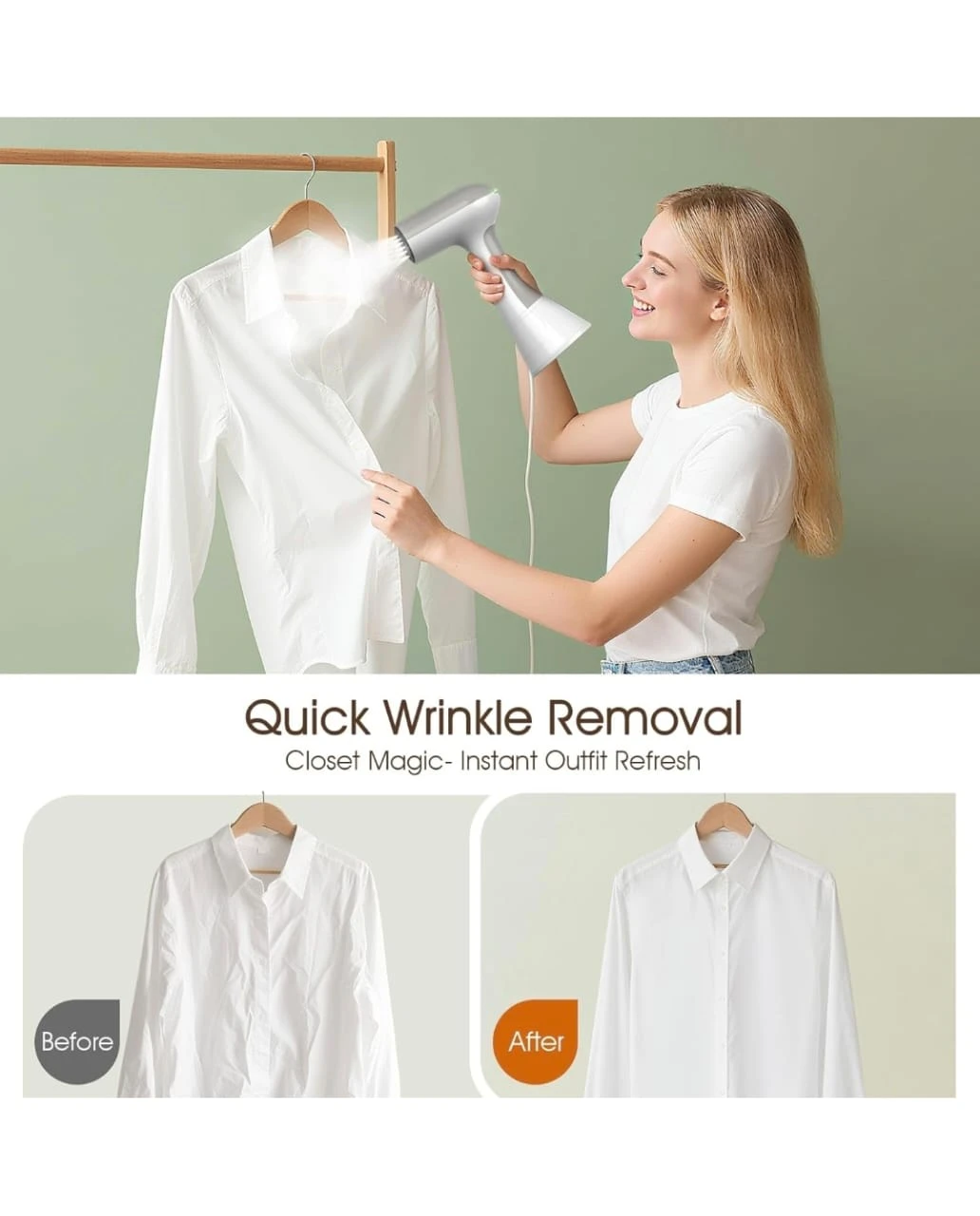 Bear Garment Steamer GTJ-A13F2 - Light Yellow - photo 3