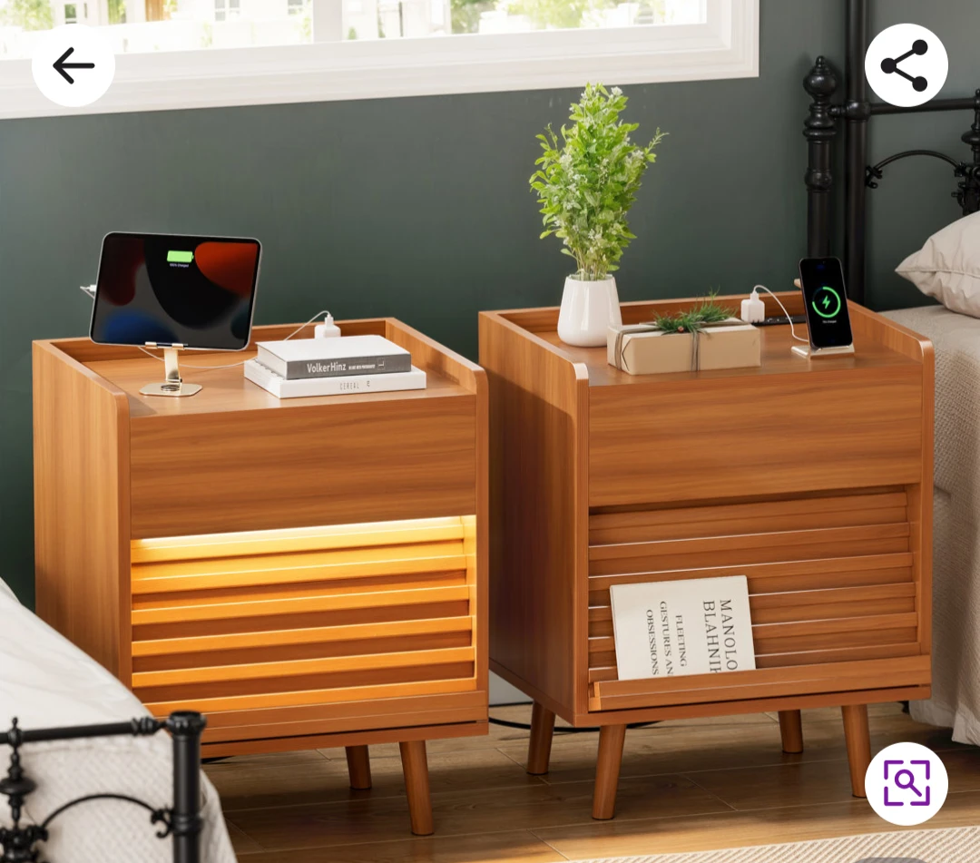 George Oliver Modern Nightstand with LED Light