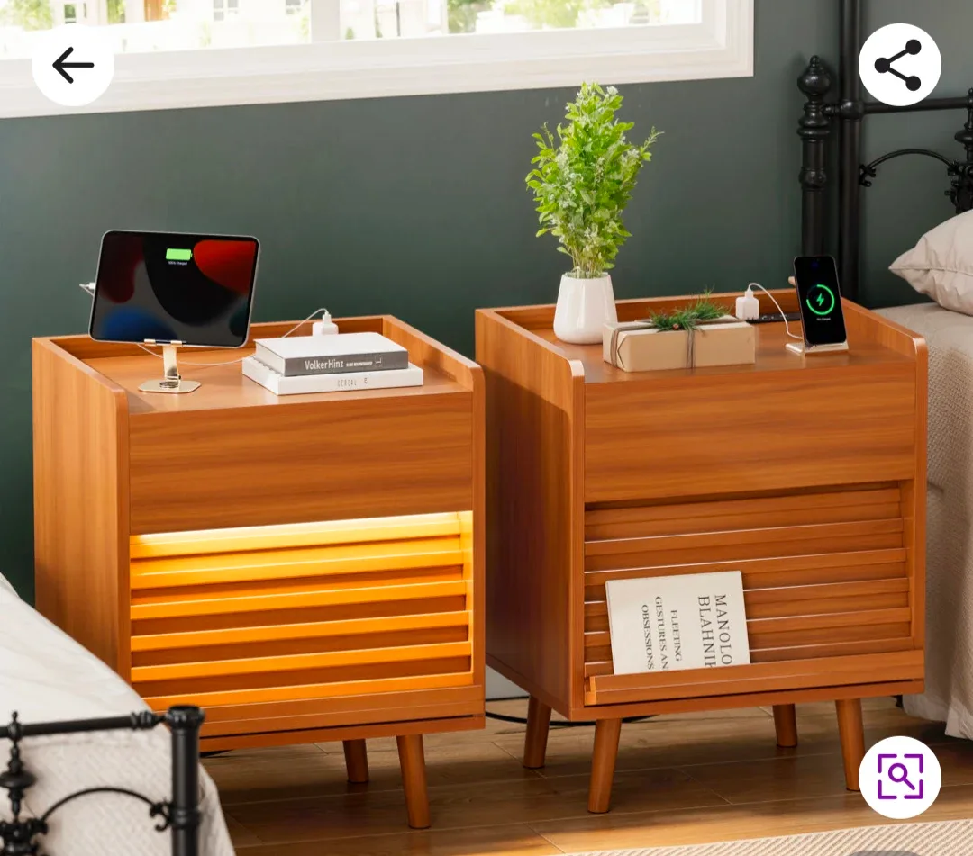 George Oliver Modern Nightstand with LED Light