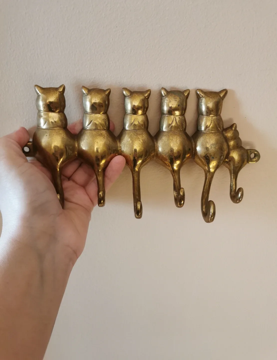 Vintage Brass Cats Key Holder image indicator(2)