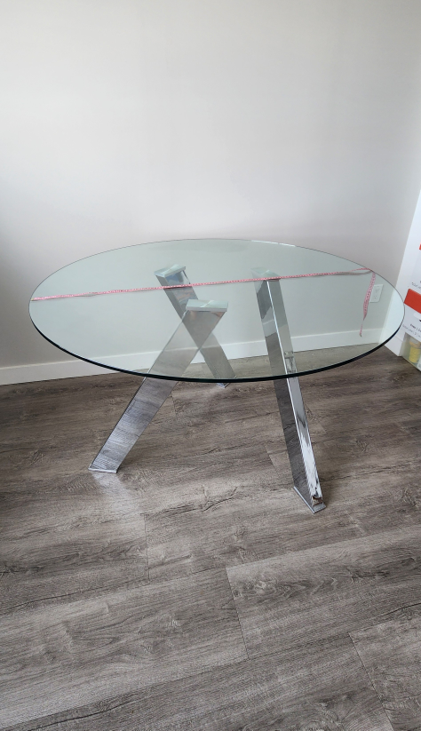 Round Glass Dining Table with Chrome Legs