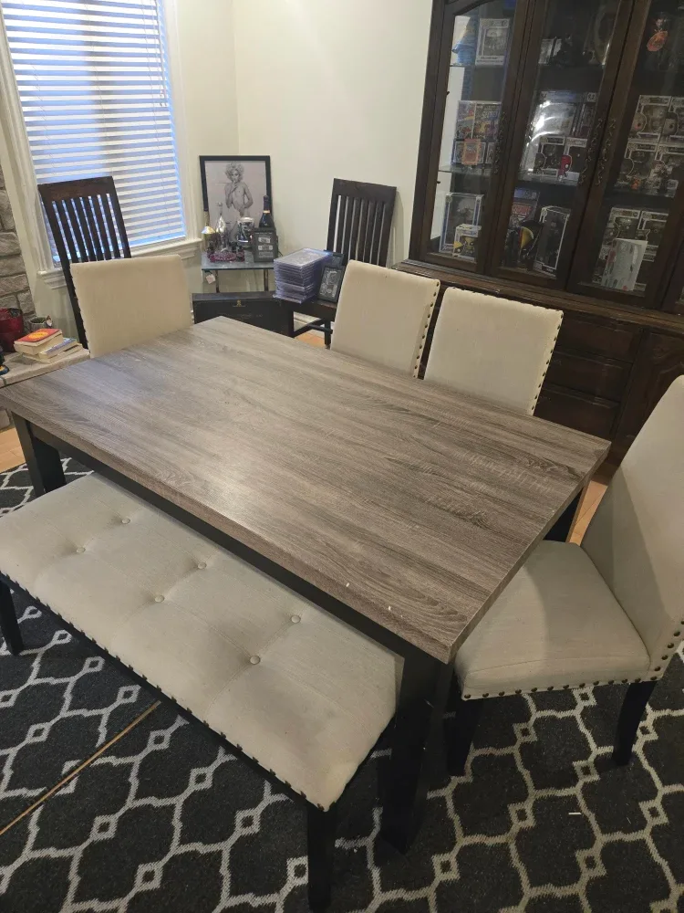 Dining Table with 4 Chairs and Bench