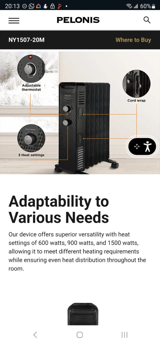 Pelonis 1500W Oil-Filled Electric Radiant Heater