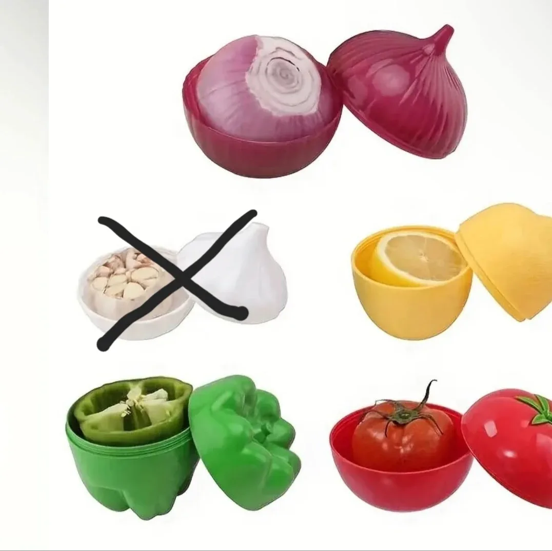NEW Vegetable Storage Containers - Onion, Lemon, Tomato, Pepper image indicator(3)