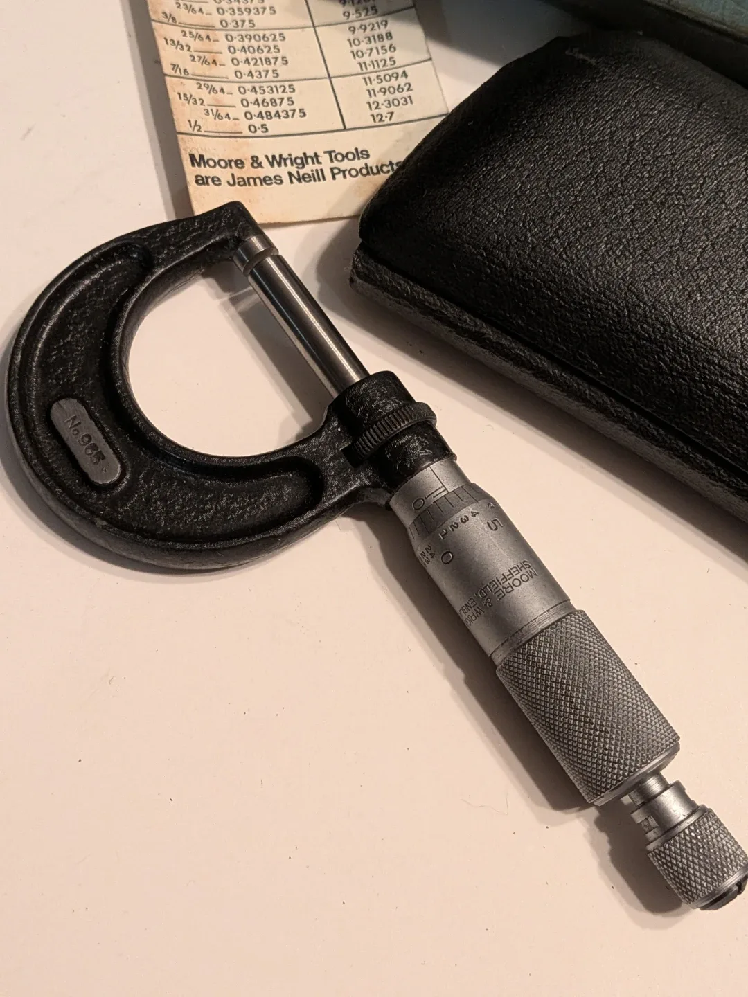 Vintage Moore & Wright Micrometer No. 965 w/ Box image indicator(3)