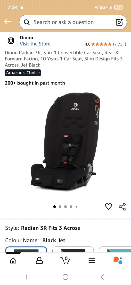 Diono Radian 3R Convertible Car Seat - Black Jet