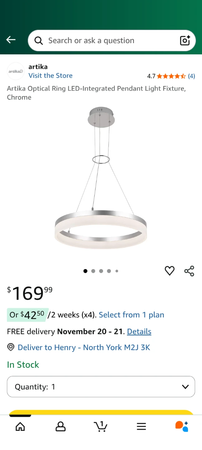 Artika Optical Ring LED Pendant Light - Chrome - photo 2